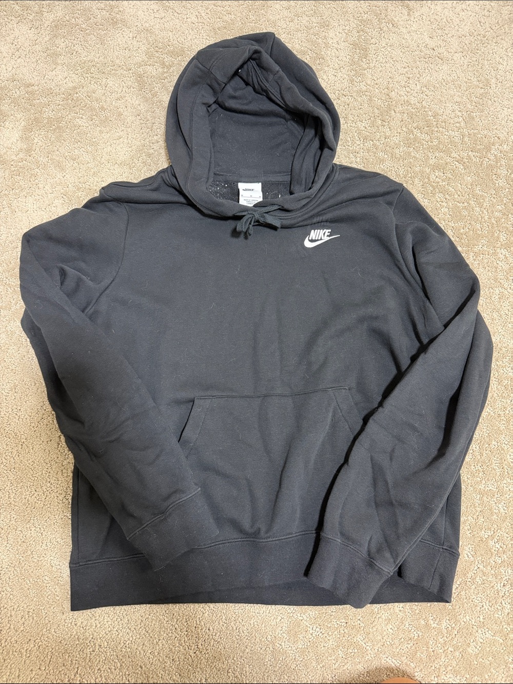 Nike Black Hoodie with White Swoosh - Kids Sweatshirt